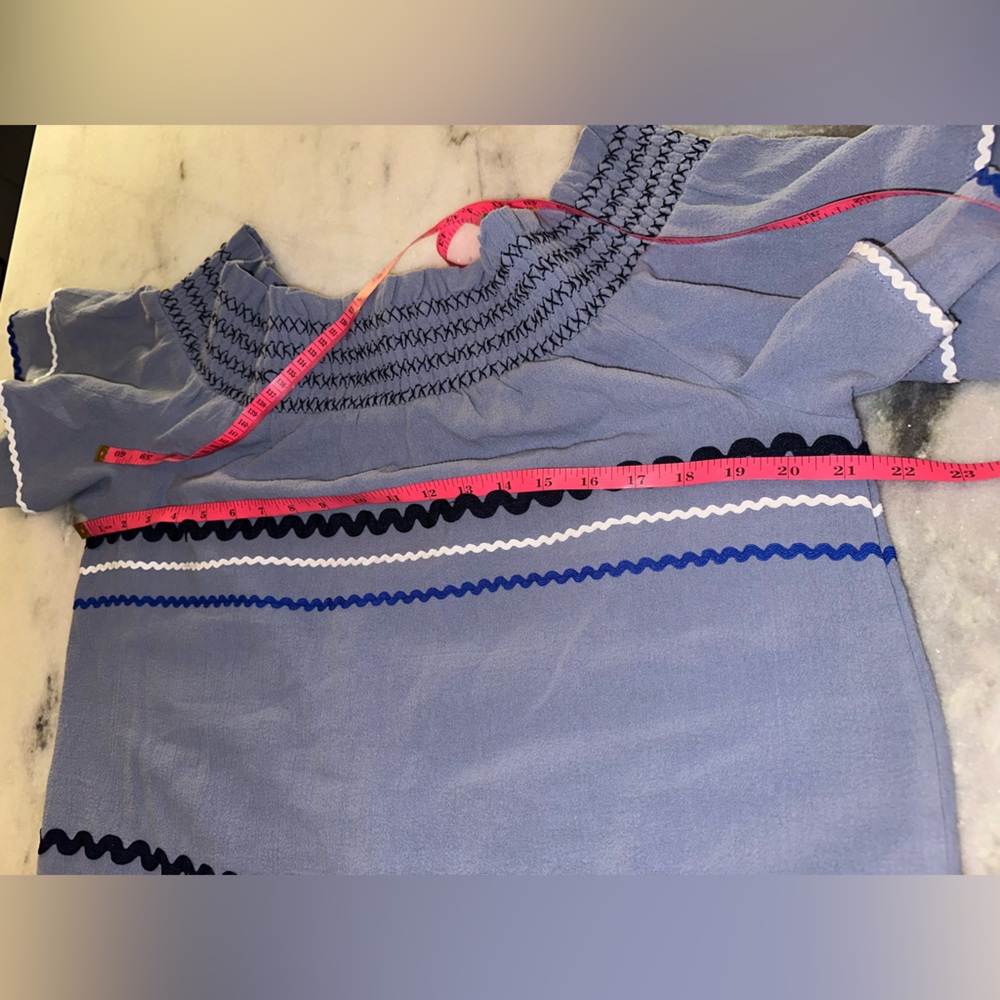 EUC Mudpie Size Large Off the Shoulder Blue Boutique Dress - Picture 7 of 10
